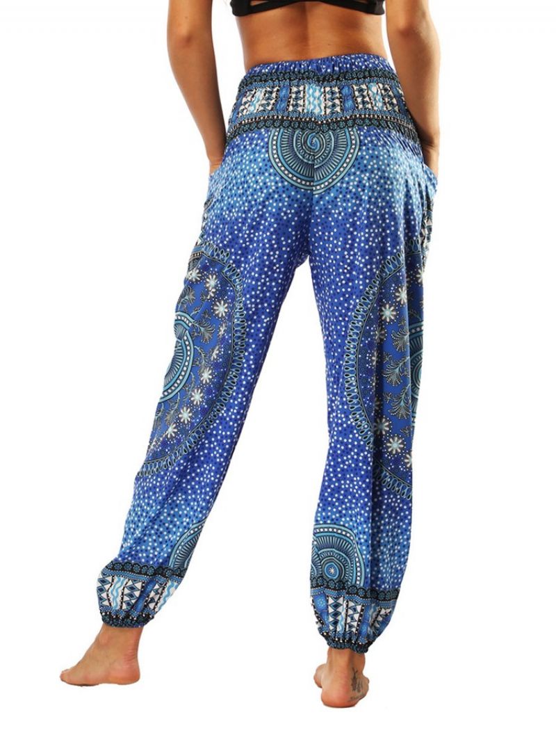 Boho Print Geometric Yoga Harem Jogger Housut