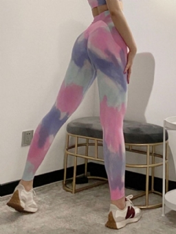 Color Block Hengittävä Jousi Nilkka Pituus Urheilu Juoksu Jooga Housut Korkea Vyötärö Tiktok Leggingsit