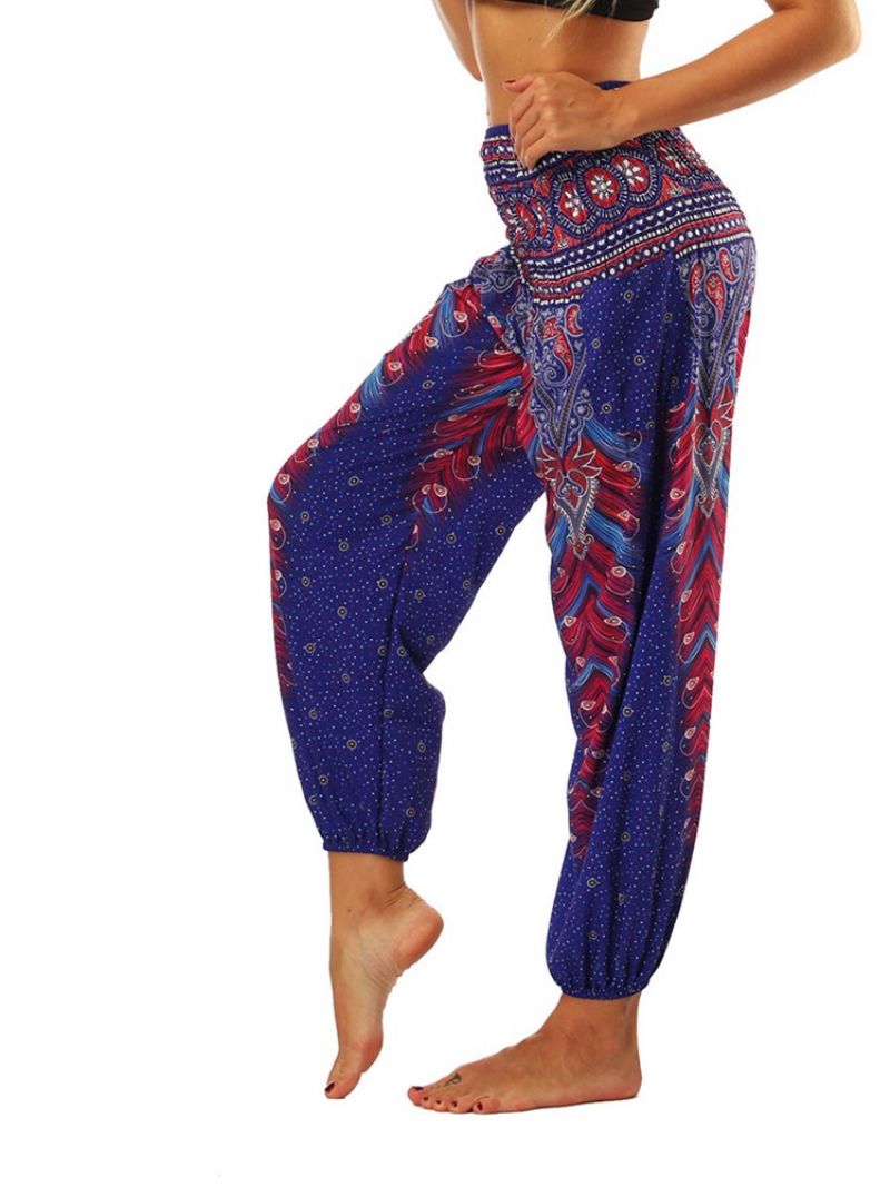 Geometrinen Printti Boho Yoga Harem Pants