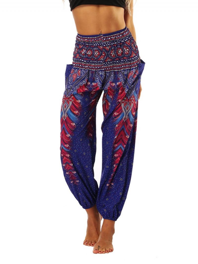 Geometrinen Printti Boho Yoga Harem Pants