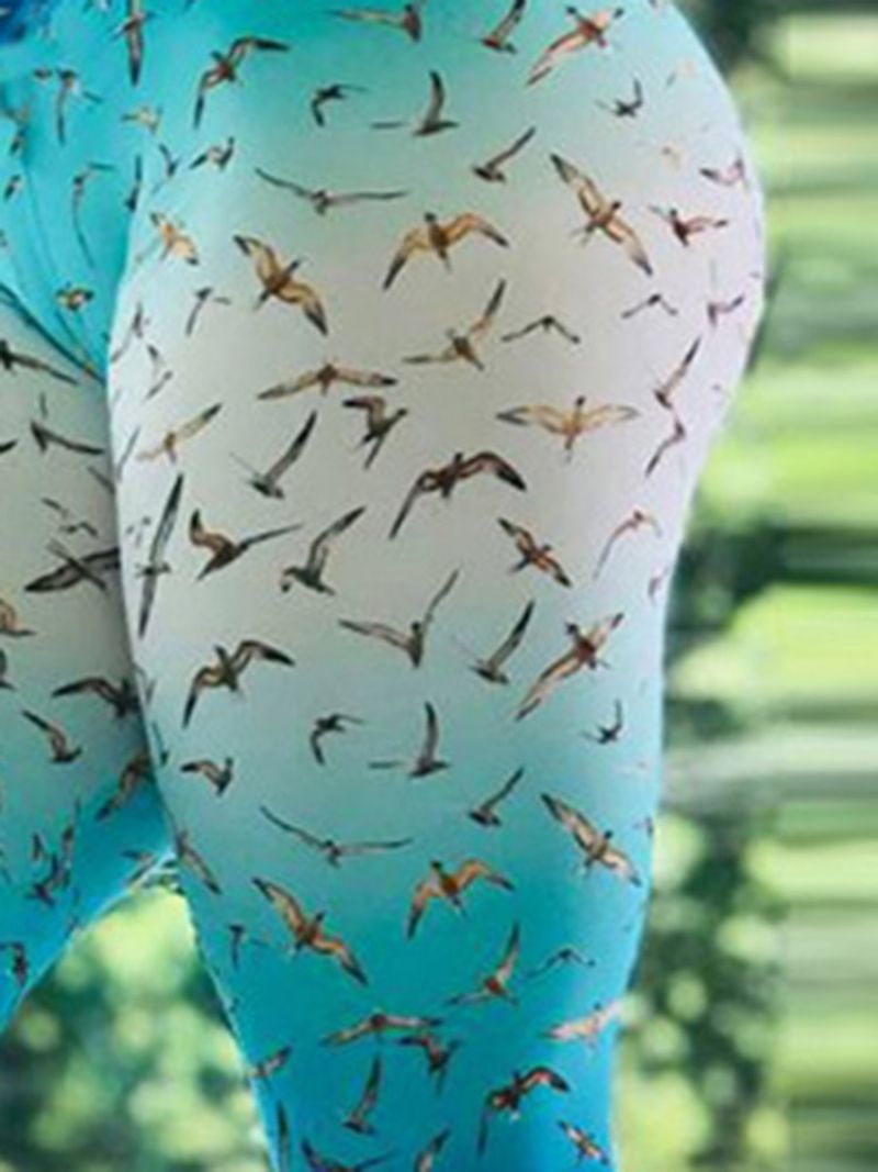 Gradient Bird Print Täyspitkät Naisten Leggingsit Jooga Housut Korkea Vyötärö Tiktok Leggingsit