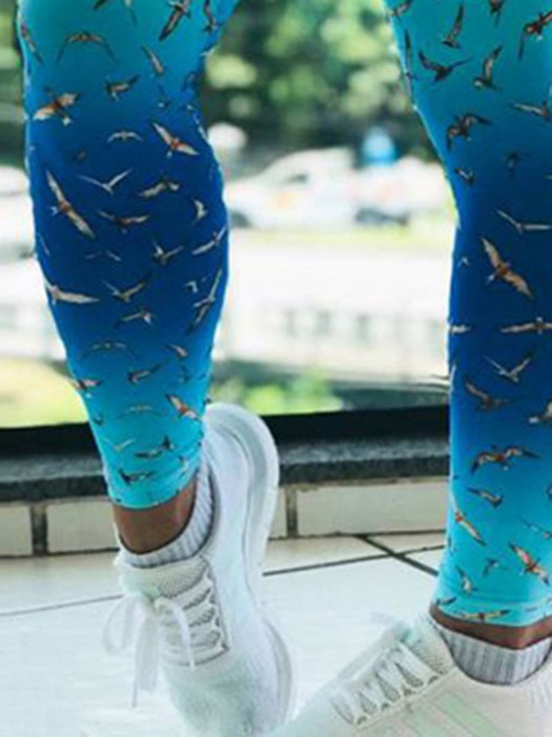 Gradient Bird Print Täyspitkät Naisten Leggingsit Jooga Housut Korkea Vyötärö Tiktok Leggingsit