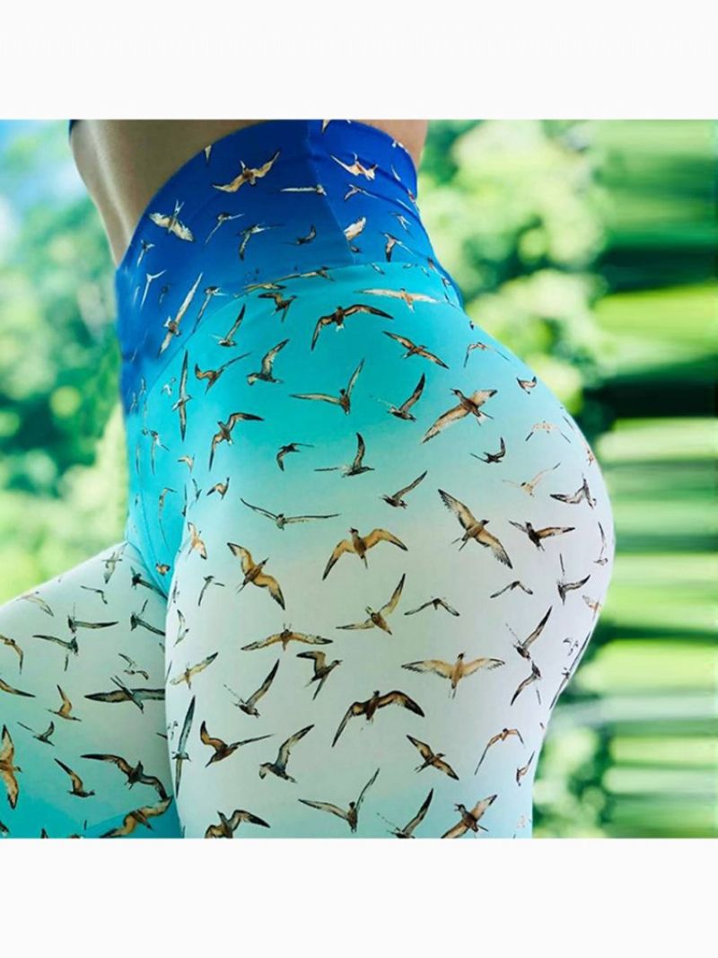 Gradient Bird Print Täyspitkät Naisten Leggingsit Jooga Housut Korkea Vyötärö Tiktok Leggingsit