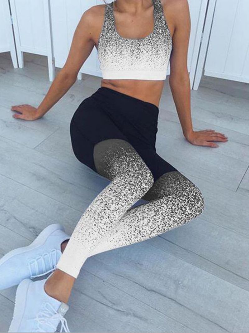 Kukkaprintti Hengittävä Patchwork Joogahousut Yoga Housut Korkea Vyötärö Tiktok Leggingsit