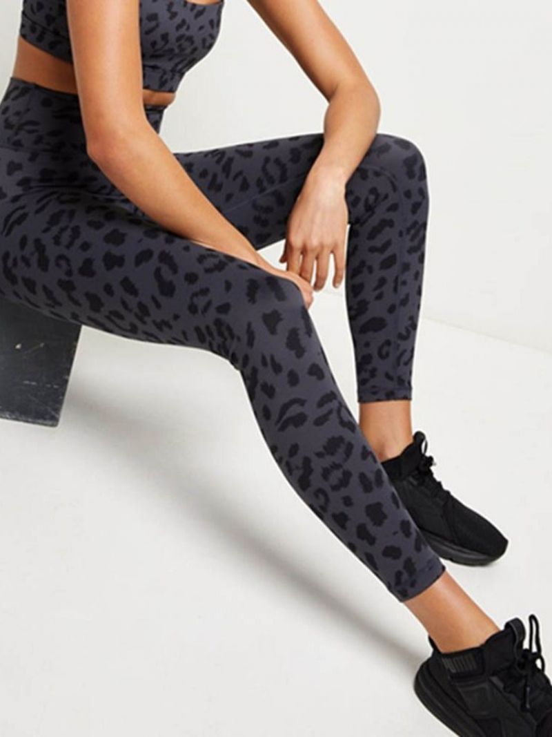 Leopard-Puuvillasekoitukset Quick Dry Summer Tennis Housut Jooga Housut Korkea Vyötärö Tiktok Leggingsit