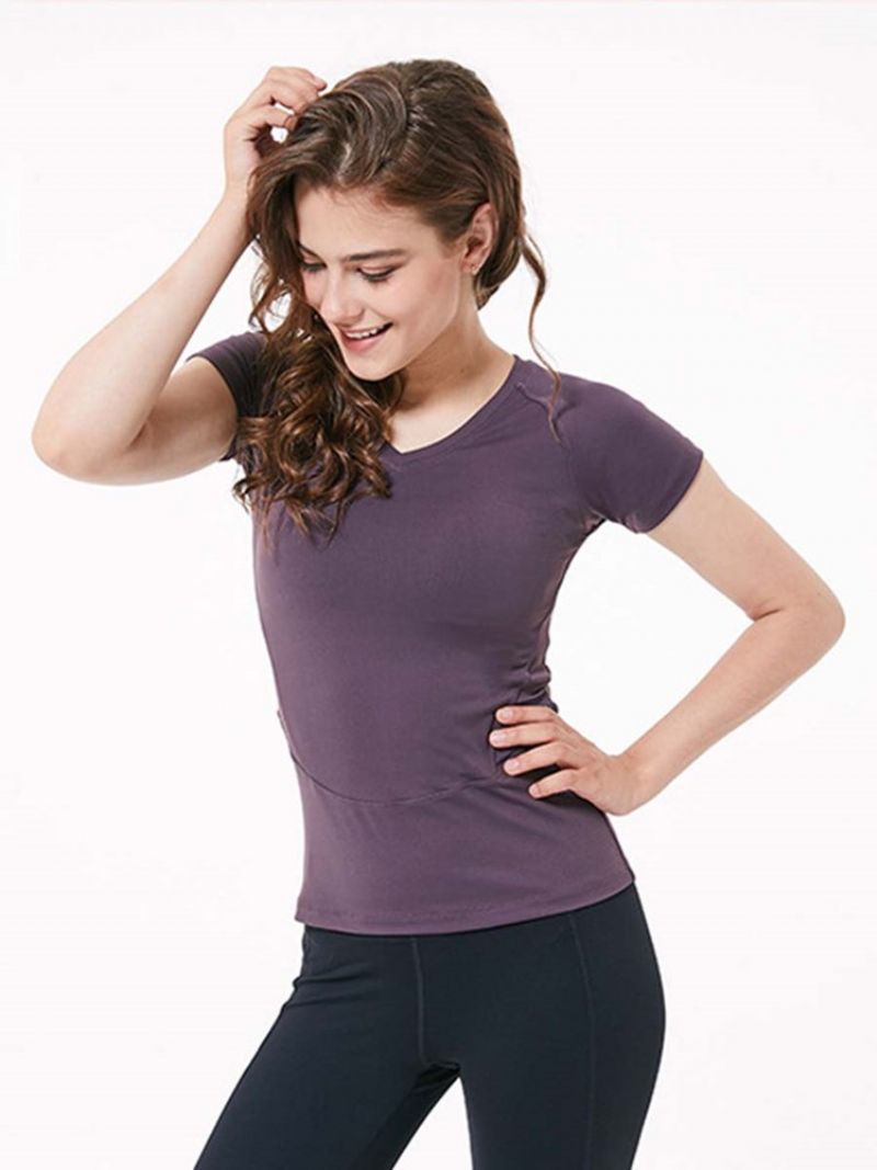 Nylon Quick Dry Solid Yoga Pullover T-Paita