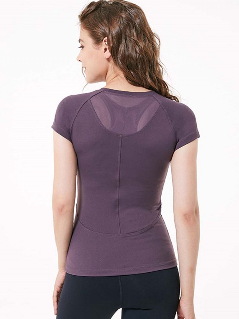 Nylon Quick Dry Solid Yoga Pullover T-Paita