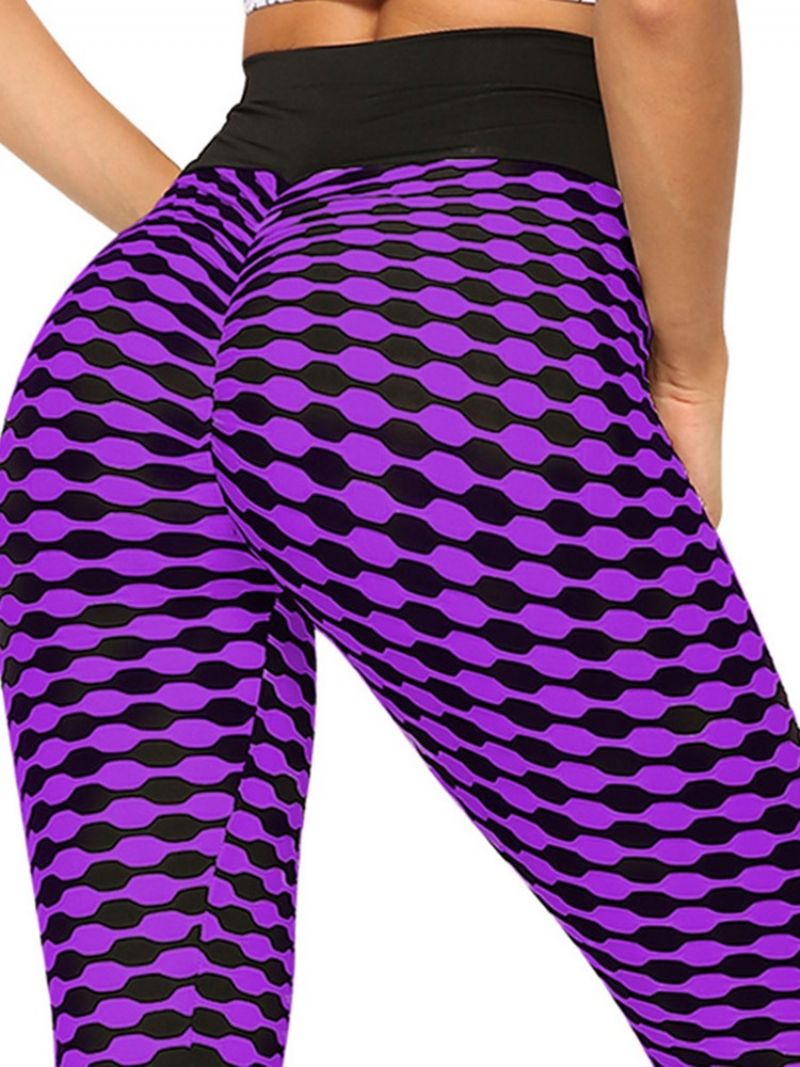 Print Stripe Anti-Sweat Polyester Yoga Pants Korkea Vyötärö Tiktok Leggingsit