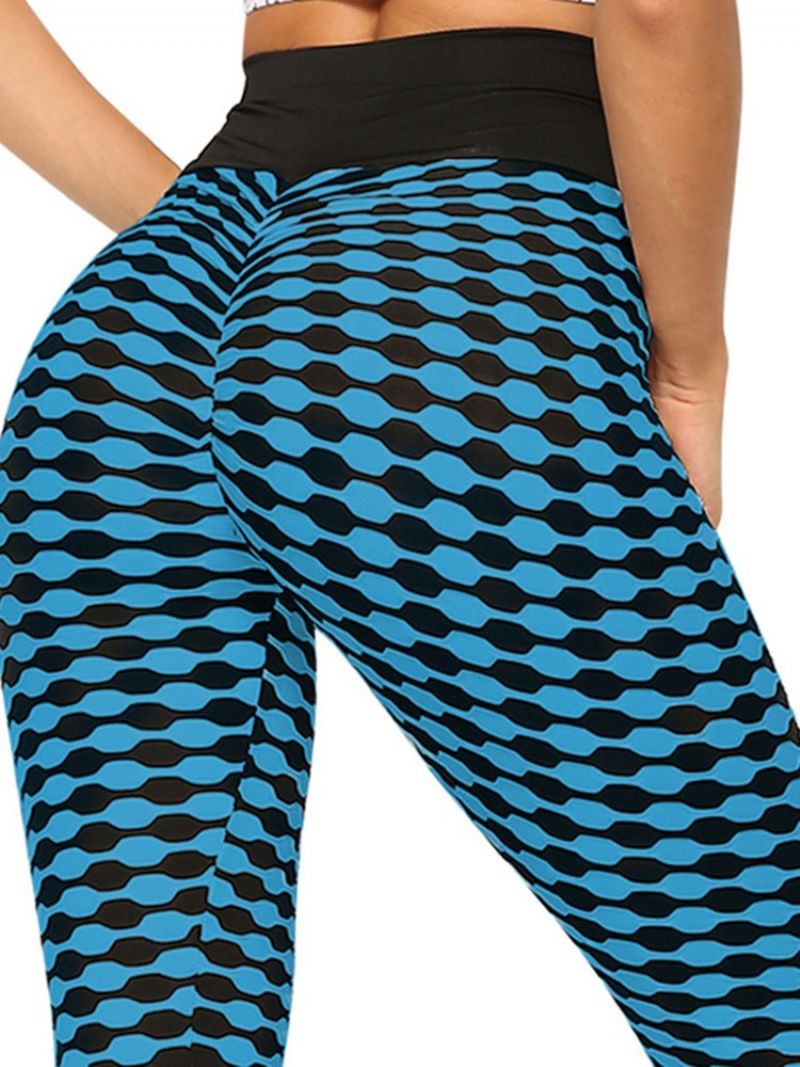 Print Stripe Anti-Sweat Polyester Yoga Pants Korkea Vyötärö Tiktok Leggingsit