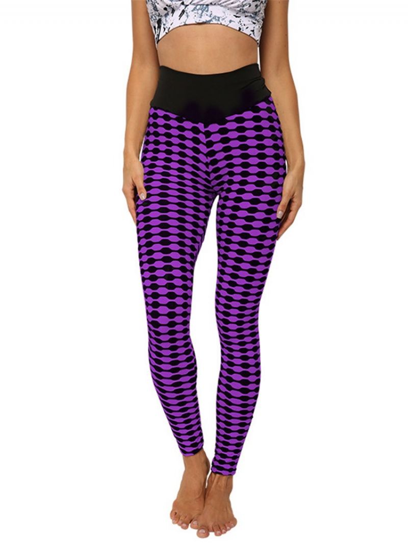 Print Stripe Anti-Sweat Polyester Yoga Pants Korkea Vyötärö Tiktok Leggingsit