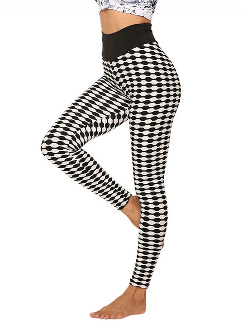 Print Stripe Anti-Sweat Polyester Yoga Pants Korkea Vyötärö Tiktok Leggingsit