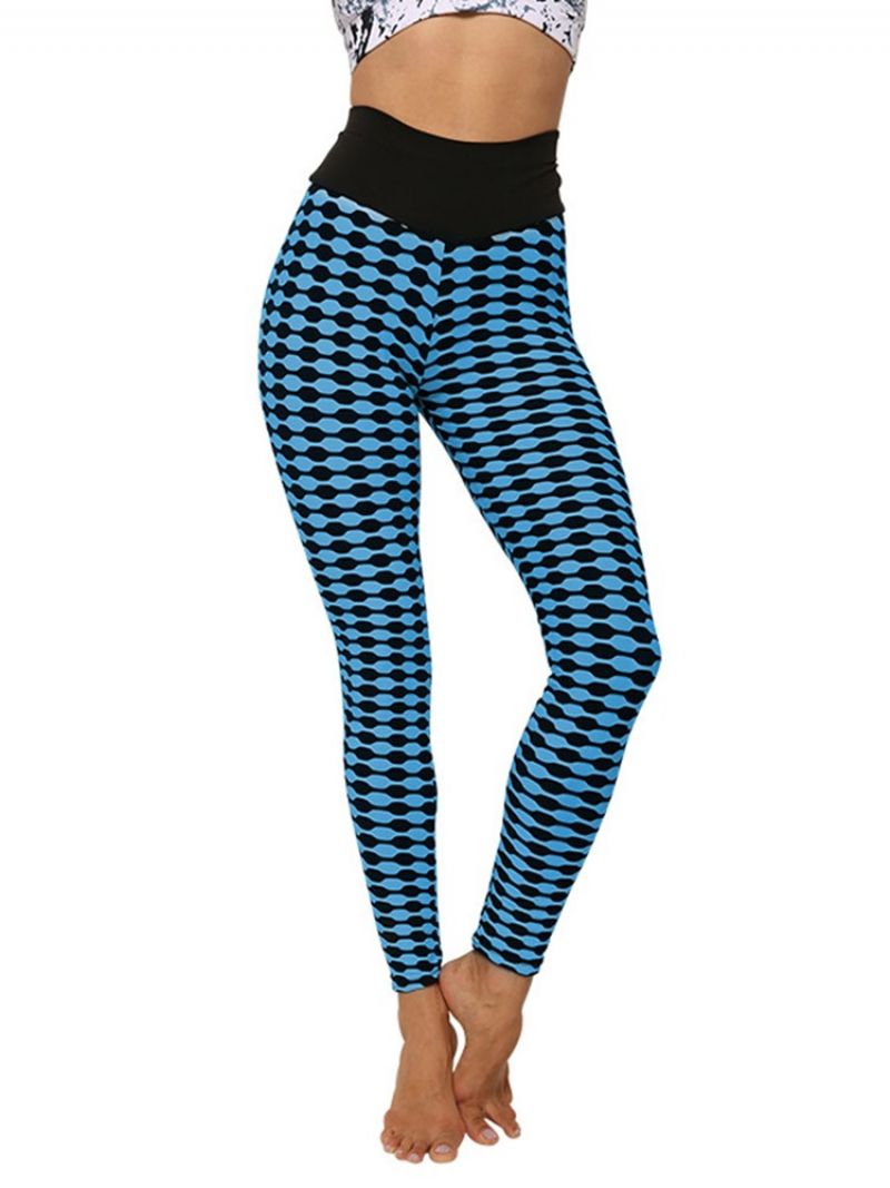 Print Stripe Anti-Sweat Polyester Yoga Pants Korkea Vyötärö Tiktok Leggingsit