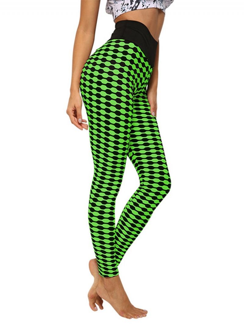 Print Stripe Anti-Sweat Polyester Yoga Pants Korkea Vyötärö Tiktok Leggingsit