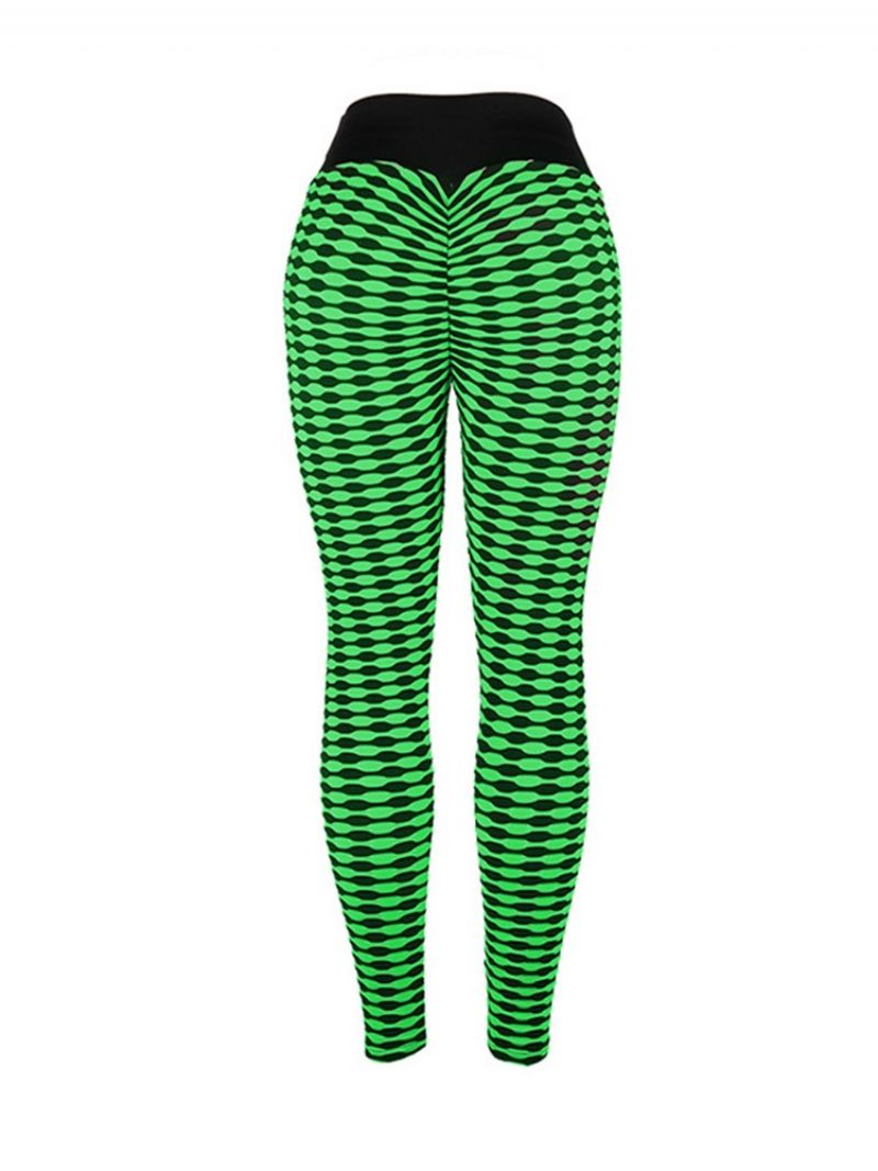 Print Stripe Anti-Sweat Polyester Yoga Pants Korkea Vyötärö Tiktok Leggingsit