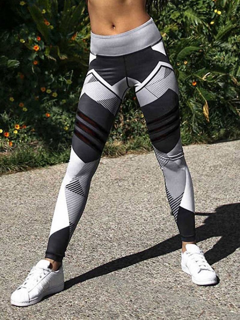 Quick Dry Color Block Polyesteri Yoga Täyspitkät Housut Korkea Vyötärö Tiktok Leggingsit