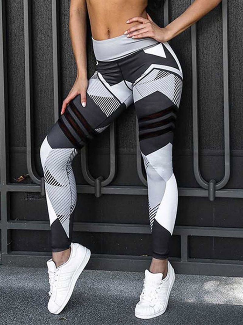 Quick Dry Color Block Polyesteri Yoga Täyspitkät Housut Korkea Vyötärö Tiktok Leggingsit