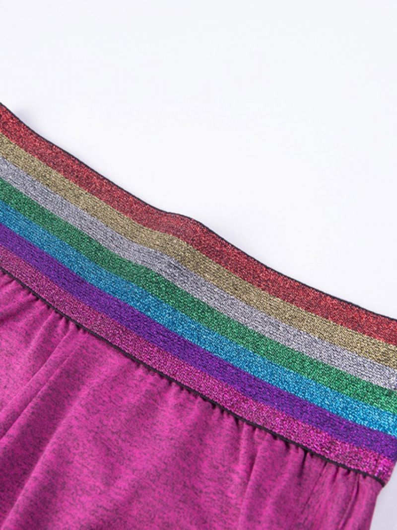 Rainbow Patchwork Shortsit Kesäkuntosali Urheilujoogahousut