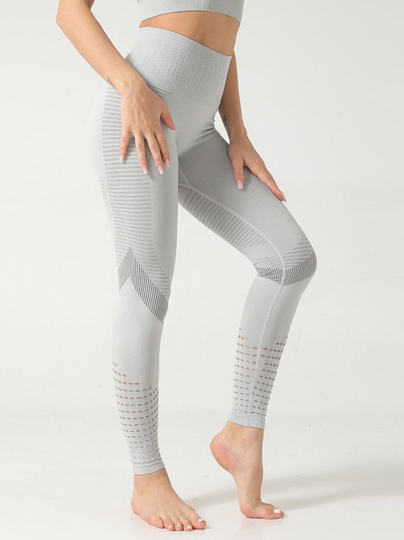 Solid Patchwork Nylon Anti-Sweat Täyspitkät Joogahousut Korkeavyötäröiset Tiktok Leggingsit