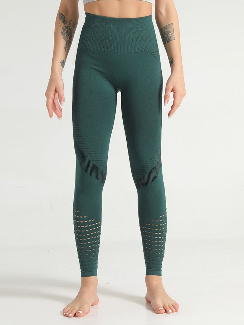 Solid Patchwork Nylon Anti-Sweat Täyspitkät Joogahousut Korkeavyötäröiset Tiktok Leggingsit