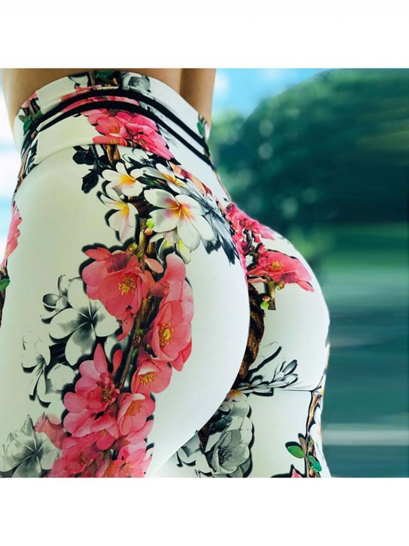 Tulosta Floral Whip Nailon Korkeavyötäröiset Naisten Leggingsit Joogahousut Korkeavyötäröiset Tiktok Leggingsit