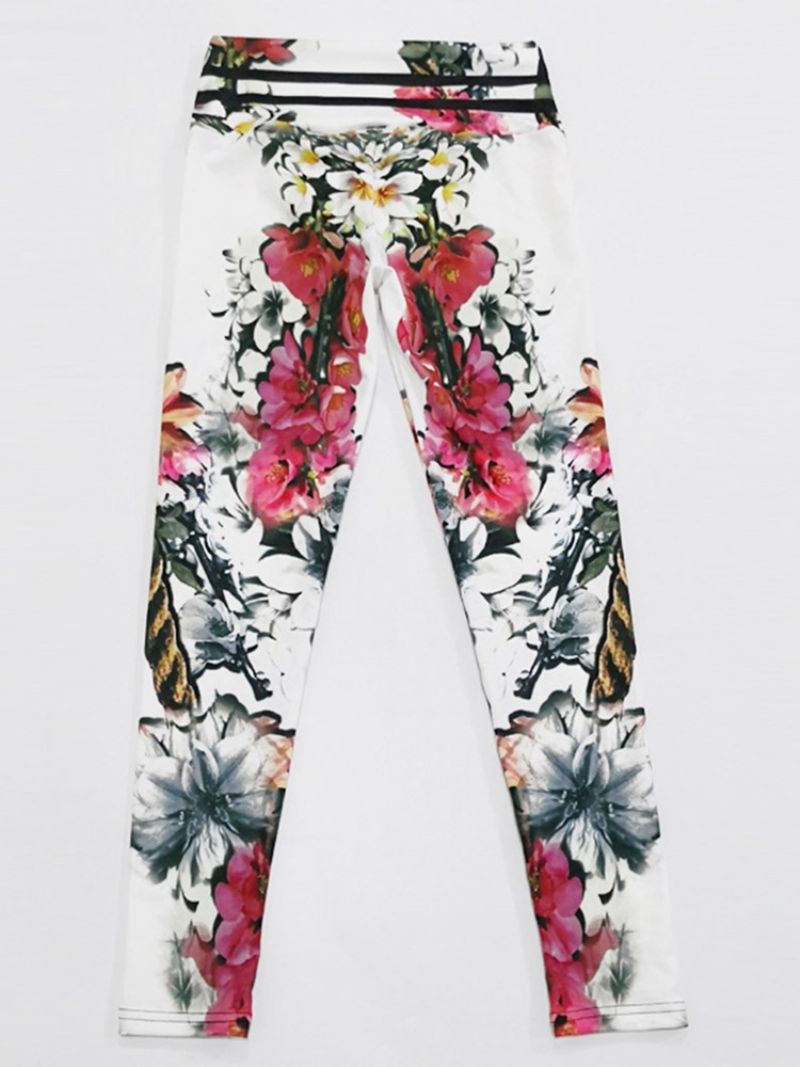 Tulosta Floral Whip Nailon Korkeavyötäröiset Naisten Leggingsit Joogahousut Korkeavyötäröiset Tiktok Leggingsit