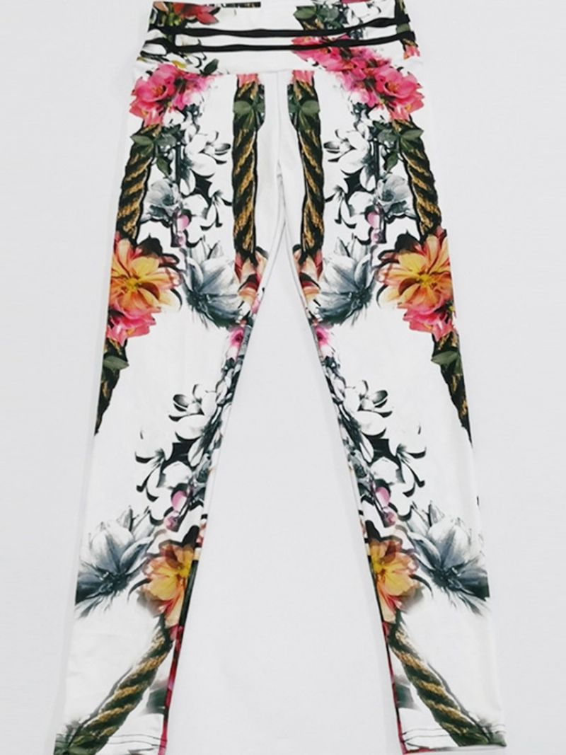 Tulosta Floral Whip Nailon Korkeavyötäröiset Naisten Leggingsit Joogahousut Korkeavyötäröiset Tiktok Leggingsit