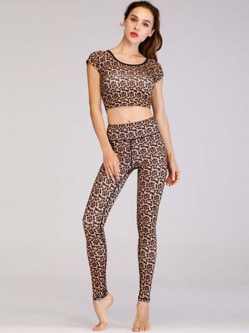 Tulosta Leopard Anti-Sweat Pullover Lyhythihaiset Urheilusetit