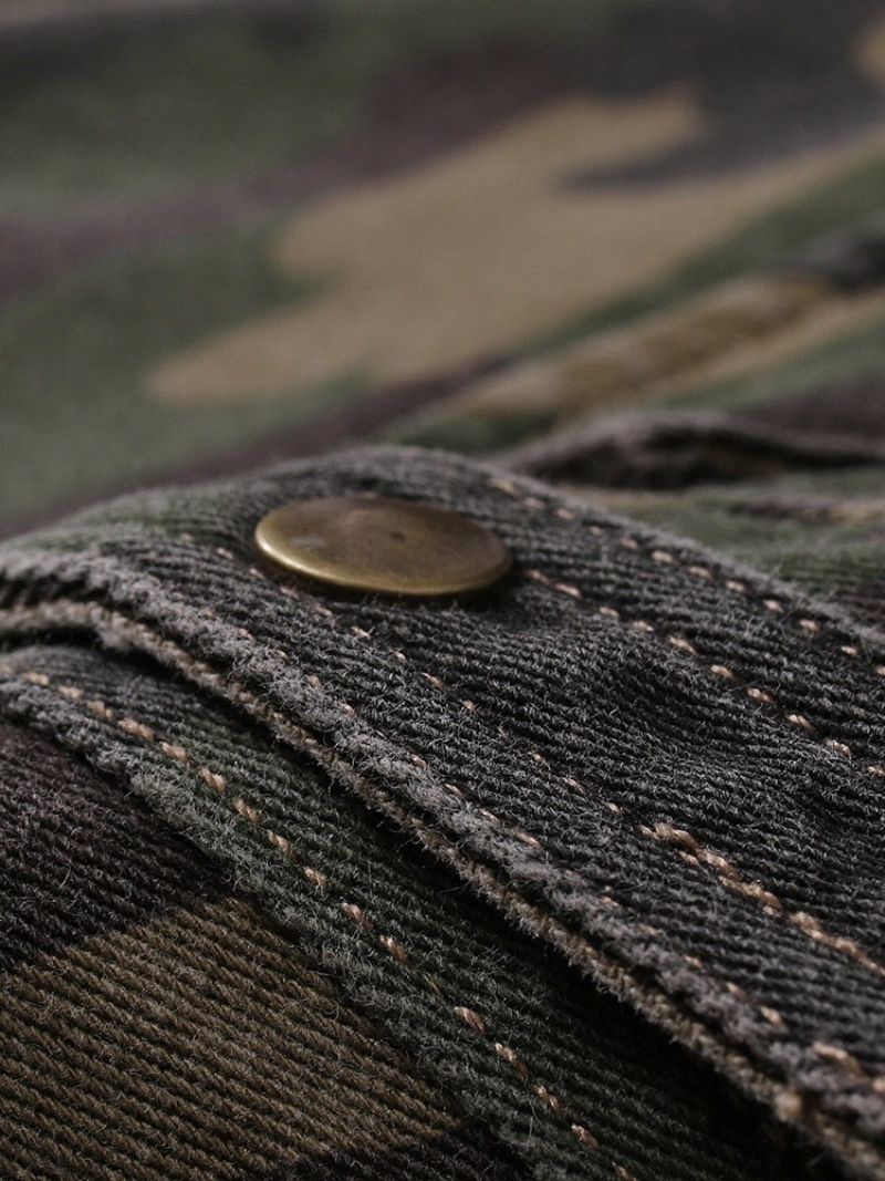 Lapel Camouflage Pocket Yksirivinen Syksytakki