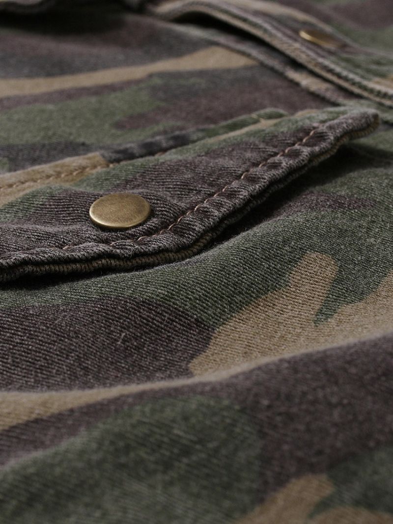 Lapel Camouflage Pocket Yksirivinen Syksytakki