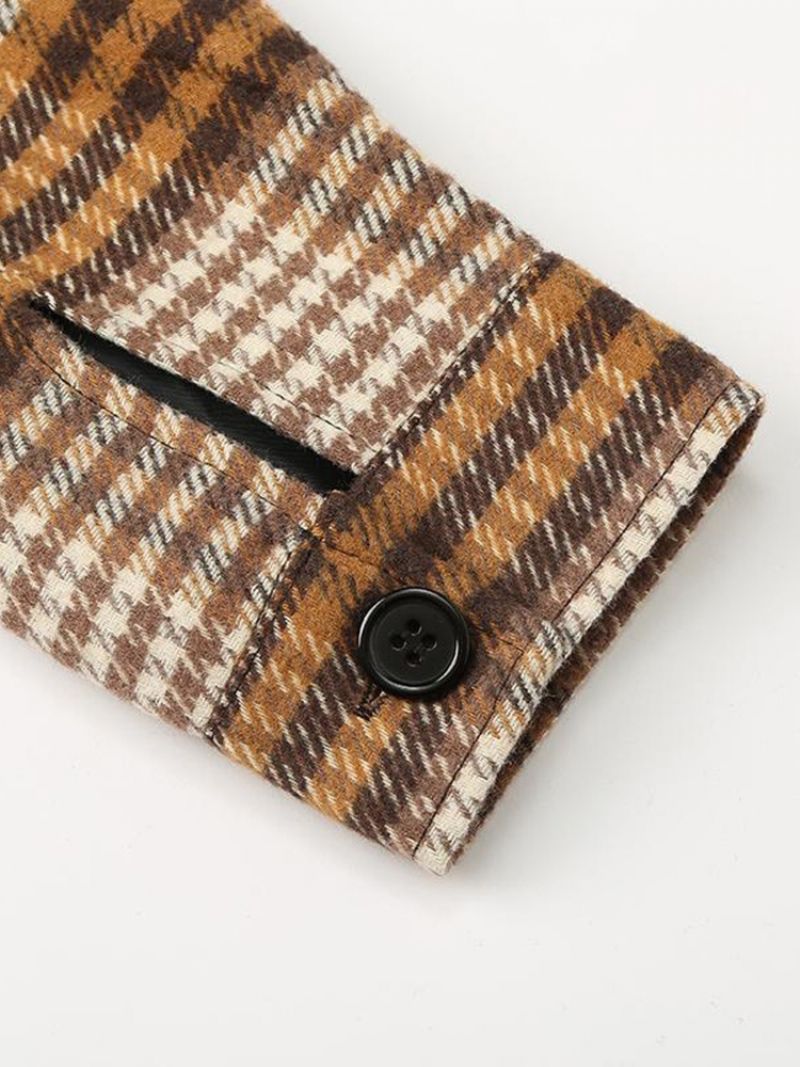 Pocket Lapel Plaid Fall Casual Takki