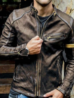 Stand Collar Color Block Vetoketju Spring Vintage Takki