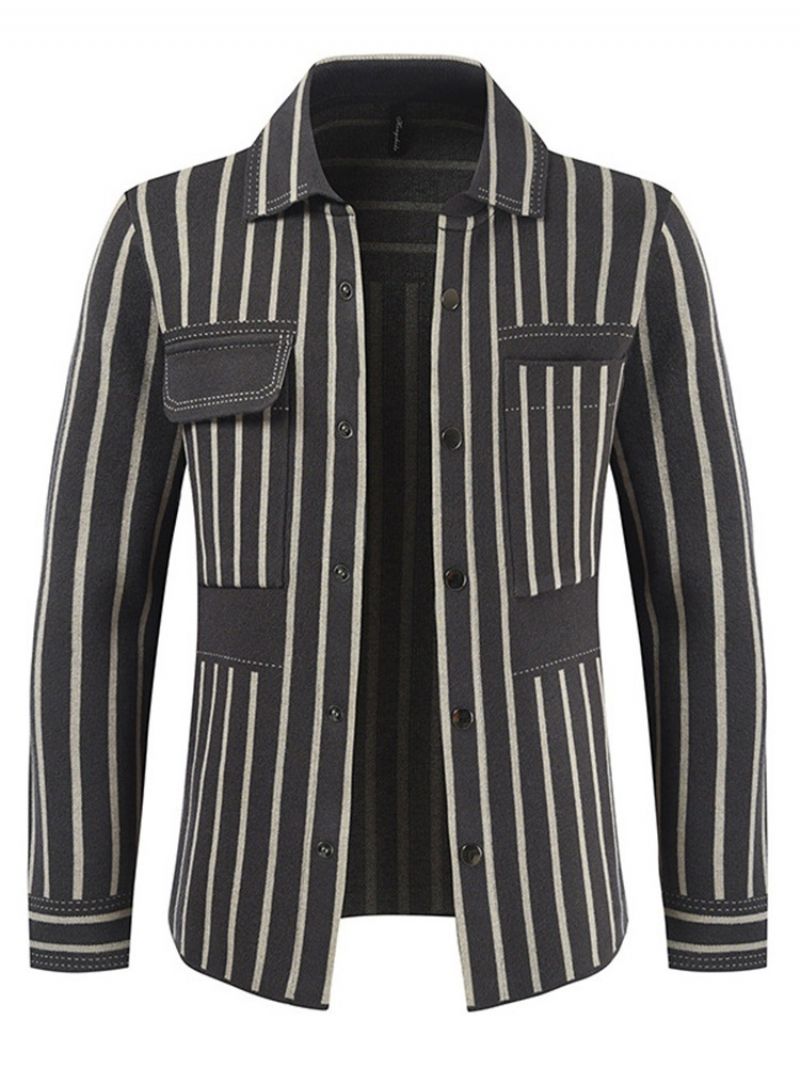 Stripe Lapel Pocket Muoti Slim Takki