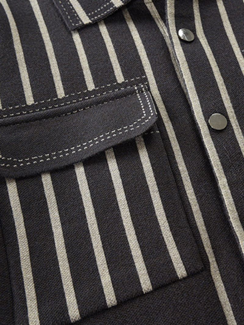 Stripe Lapel Pocket Muoti Slim Takki