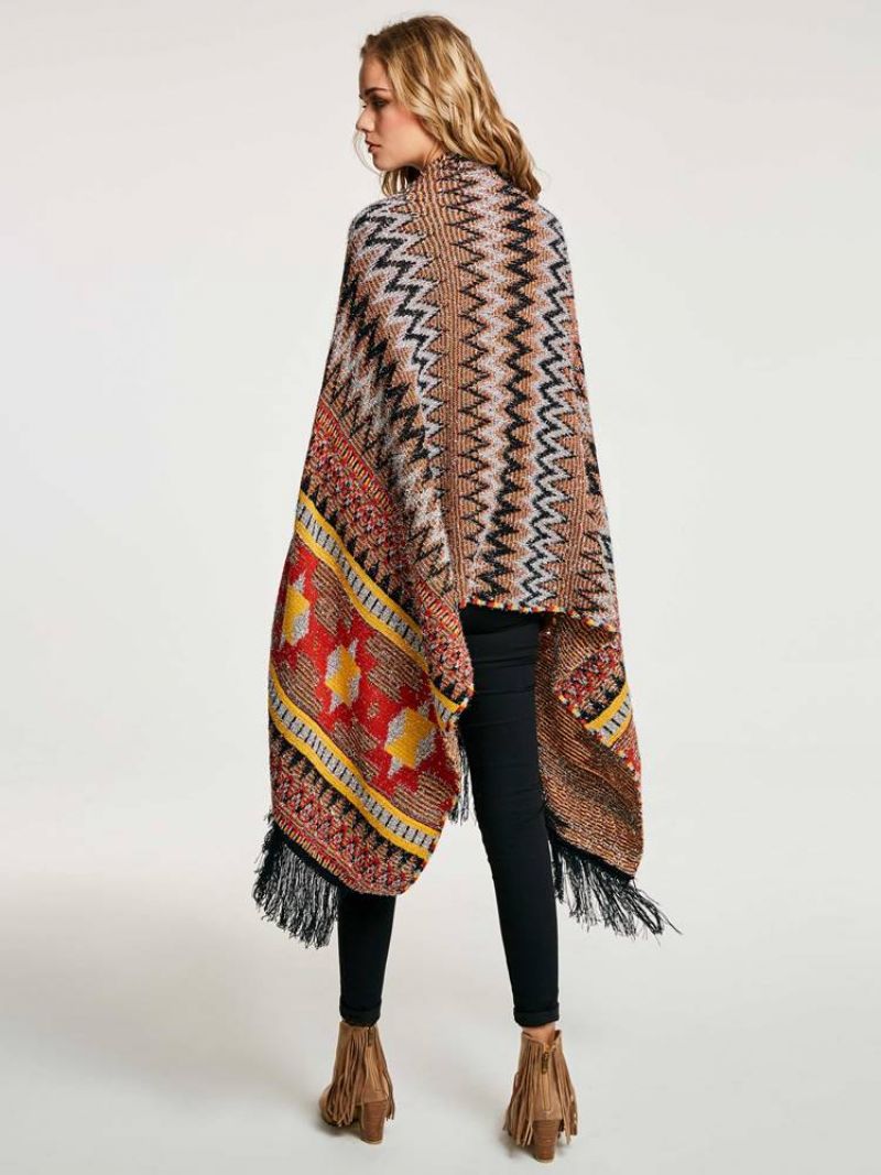 Geometrinen Tupsu Patchwork Cape