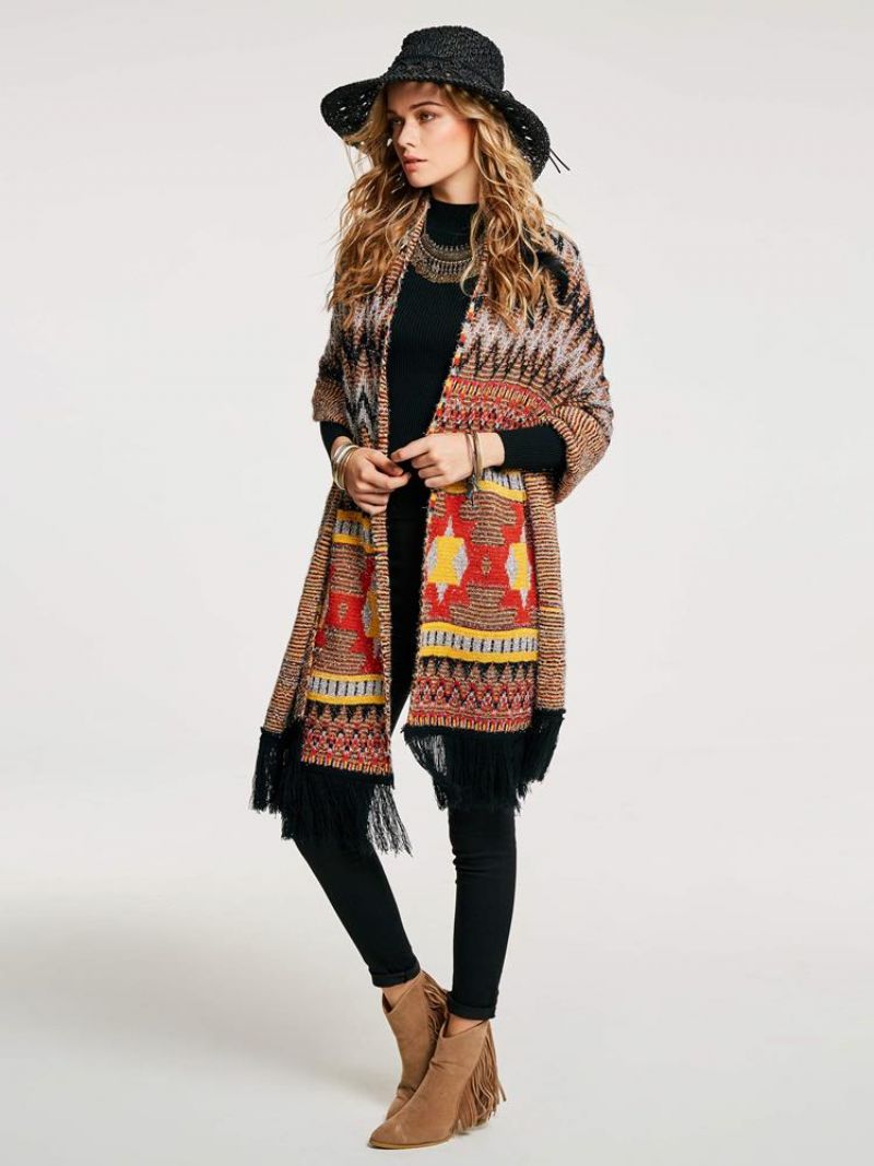 Geometrinen Tupsu Patchwork Cape