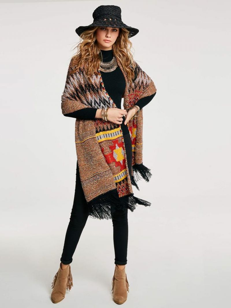 Geometrinen Tupsu Patchwork Cape