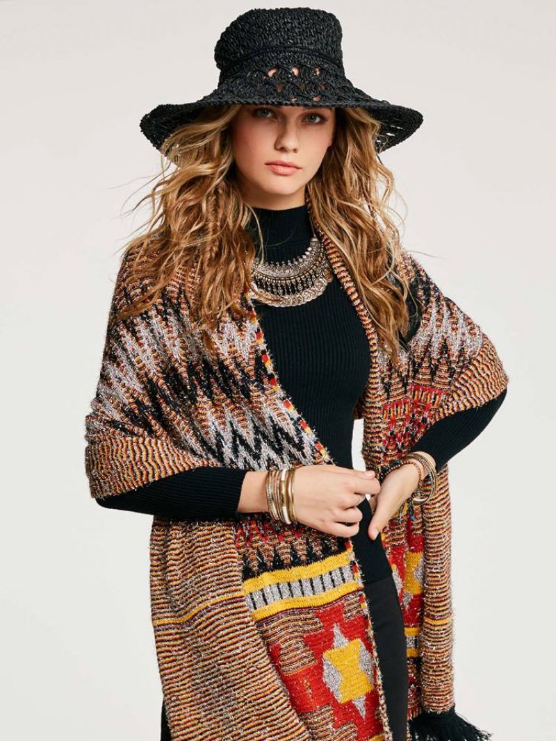 Geometrinen Tupsu Patchwork Cape