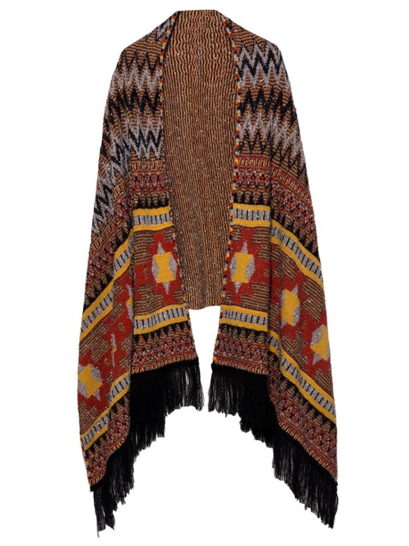 Geometrinen Tupsu Patchwork Cape