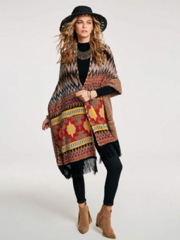 Geometrinen Tupsu Patchwork Cape