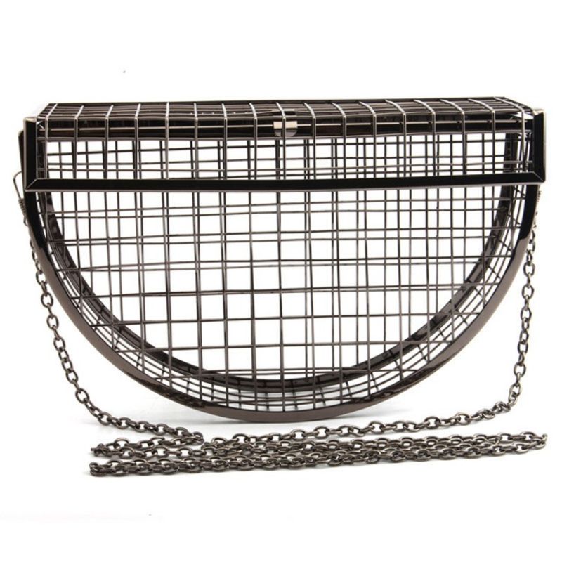 Plain Chain Saddle Hollow Crossbody Laukut