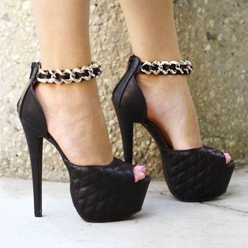 Platform Vetoketju Peep Toe Stiletto Heel Pumps