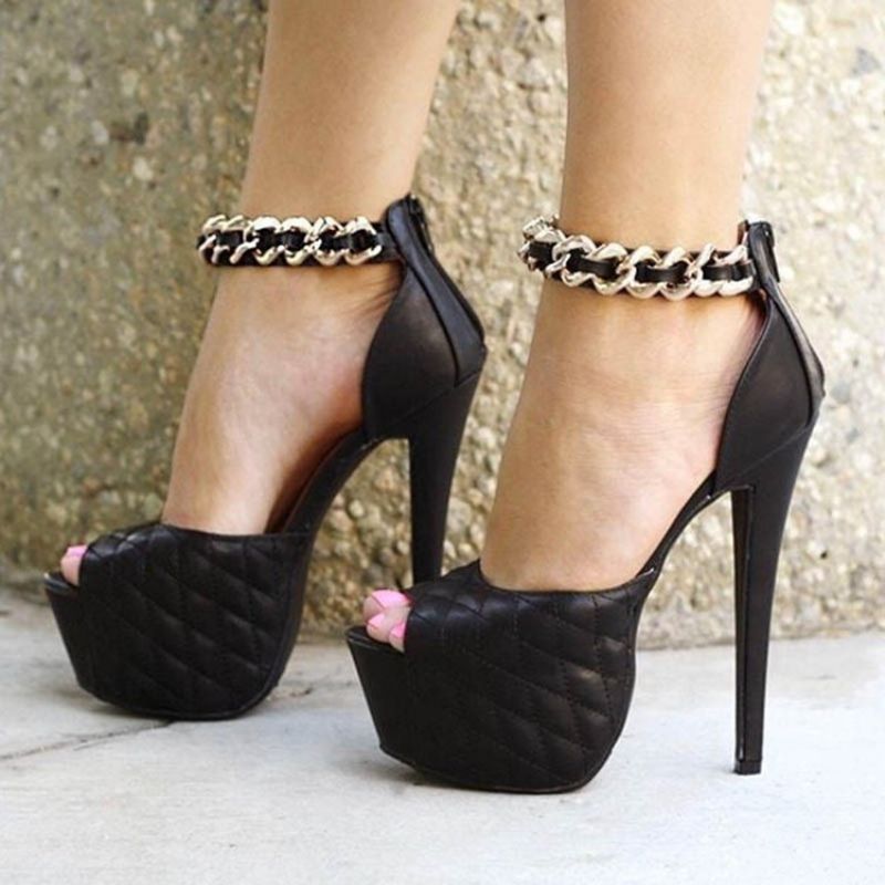 Platform Vetoketju Peep Toe Stiletto Heel Pumps