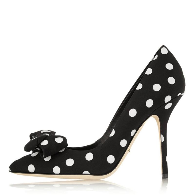 Polka Dots Bowtie Point Toe Pumput