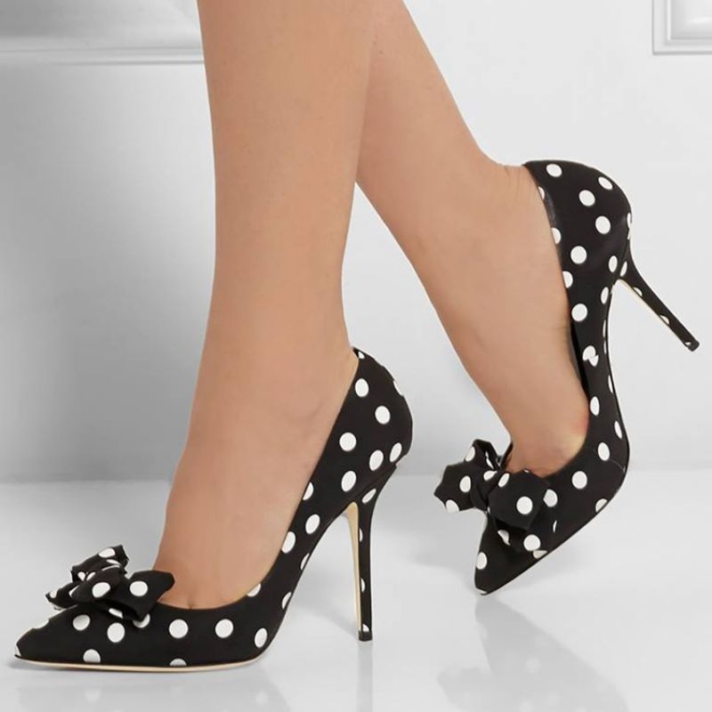 Polka Dots Bowtie Point Toe Pumput