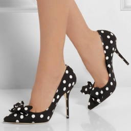 Polka Dots Bowtie Point Toe Pumput