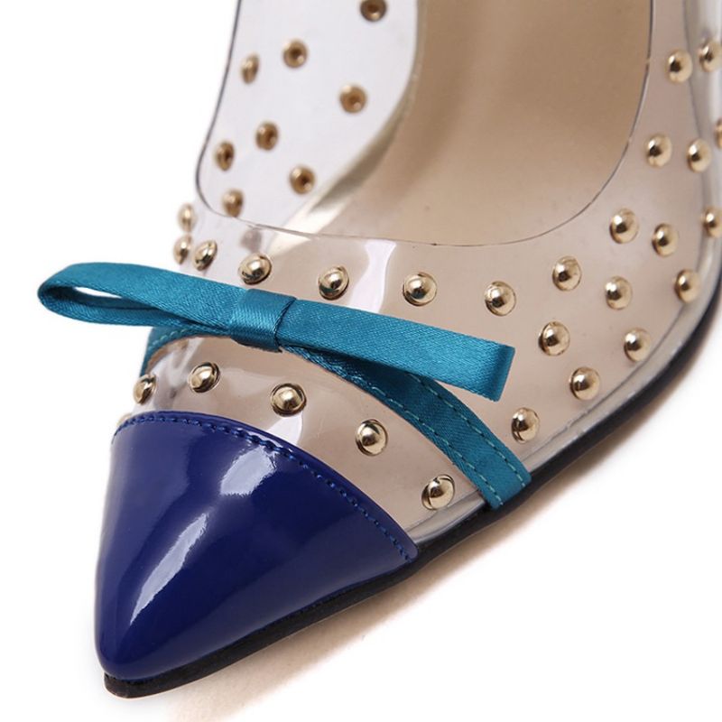 Pvc Bowknot Rivet Teräväkärkiset Stiletto-Sandaalit