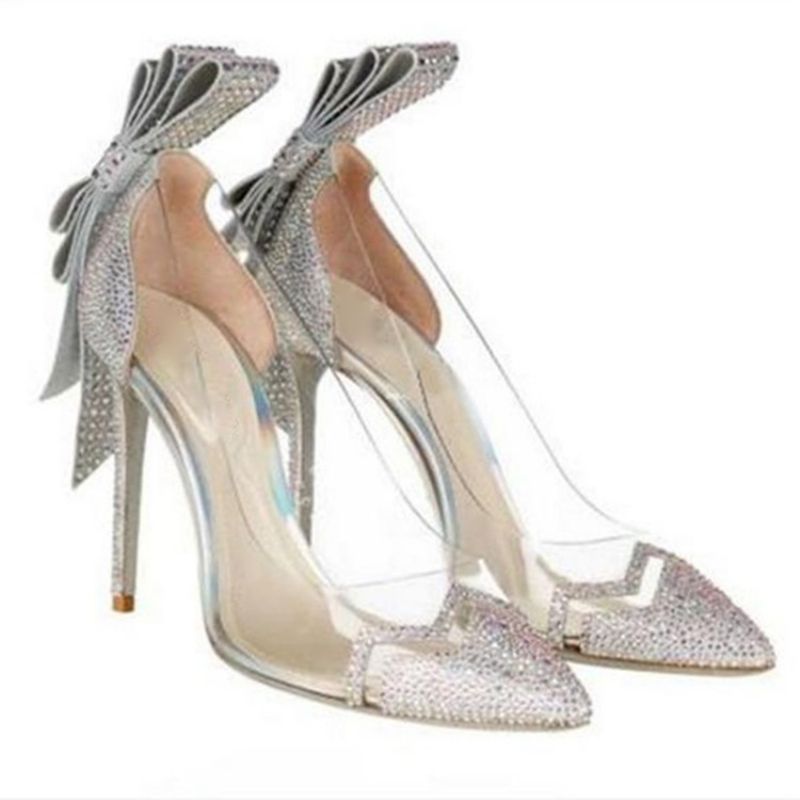 Rhinestone Slip-On Stiletto Heel Pumput Rusetti