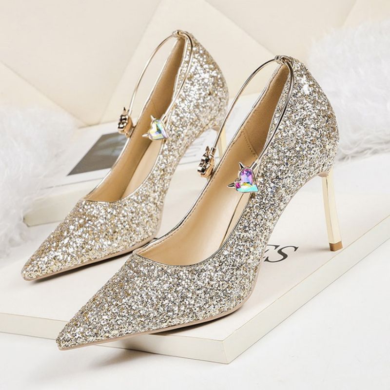 Sequin Stiletto Heel Slip-On Matalat Ylemmät Naisten Pumput