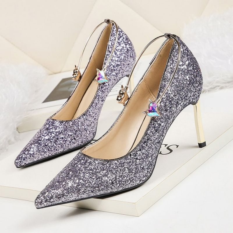 Sequin Stiletto Heel Slip-On Matalat Ylemmät Naisten Pumput