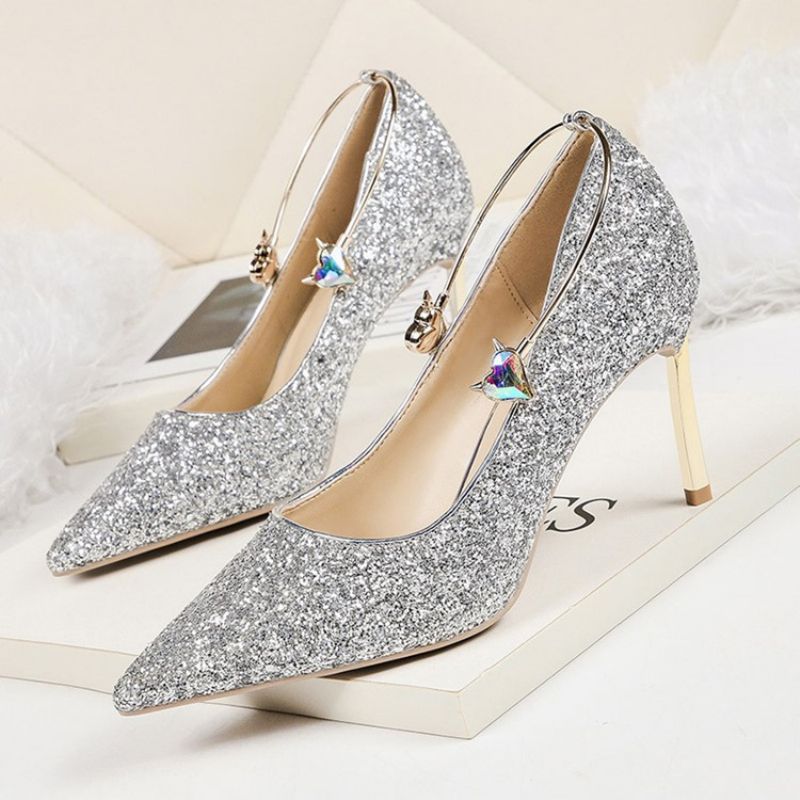 Sequin Stiletto Heel Slip-On Matalat Ylemmät Naisten Pumput